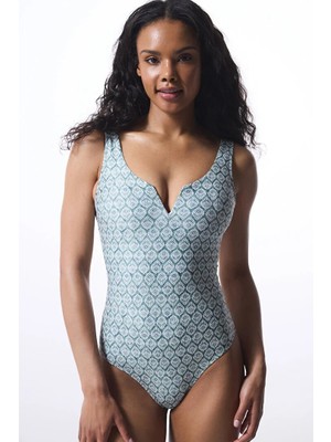 Penti Green Geometric Pattern V Swimsuit