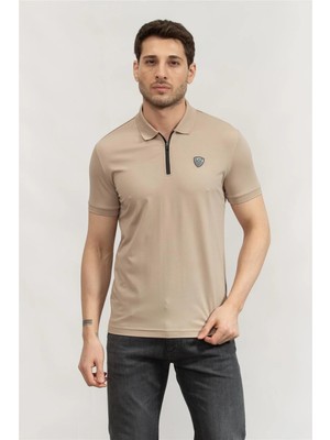 Ea7 Men's Polo Collar T-Shirt Stone