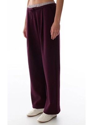 Penti Burgundy Layered Wide-Leg Pants