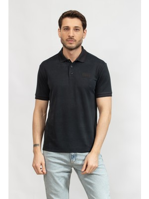 Ea7 Men's Polo Collar T-Shirt Black