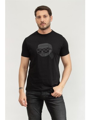 Karl Lagerfeld Men's Crew Neck T-Shirt Black