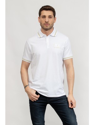 Karl Lagerfeld Men's Polo Collar T-Shirt White