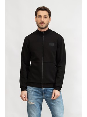 Ea7 Men's Zip-Up Sweatshirt Black