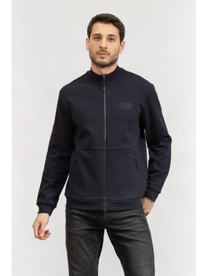 Ea7 Men's Zip-Up Sweatshirt Blue