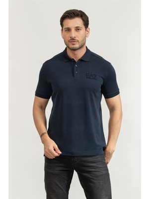 Ea7 Men's Polo Collar T-Shirt Blue