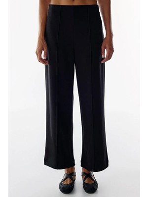 Penti Black Ribbed High Waist Wide-Leg Pants