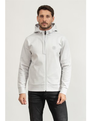 Boss Men's Zip-Up Sweatshirt Light Grey