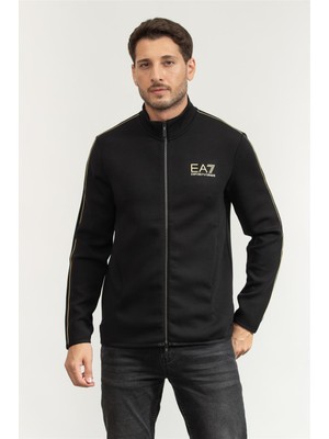 Ea7 Men's Zip-Up Sweatshirt Black