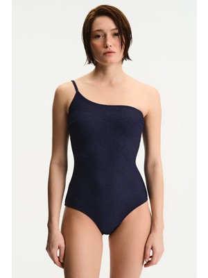 Penti Navy Hailey One Shoulder Textured Swimsuit