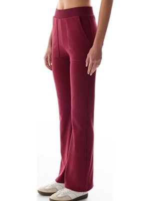 Penti Burgundy Rib Detail Flare Leg Sweatpants