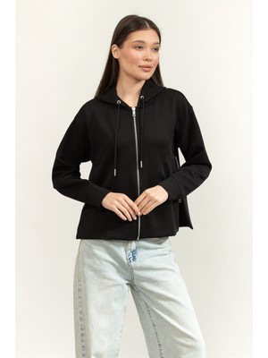 Dkny Full Zip H/d W/pkts Women's Cardigan Black