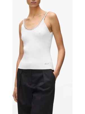 Karl Lagerfeld Chain Detail Knit Top Women's Knitwear White