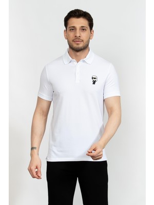 Karl Lagerfeld Men's Polo Collar T-Shirt White