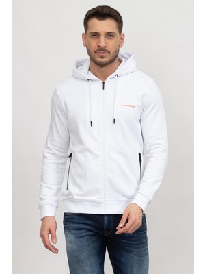 Karl Lagerfeld Men's Zip-Up Sweatshirt White
