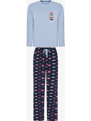 Penti Men's Aurora Station Geometric Print Pants Long Sleeve Pajama Set