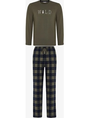 Penti Men's Wild Attitude Plaid Pants Long Sleeve Pajama Set