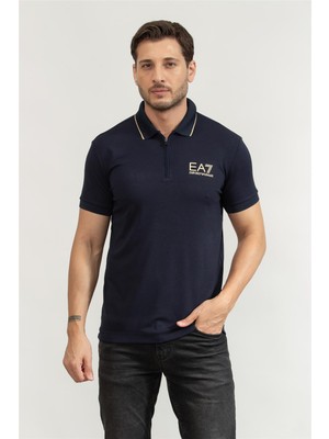 Ea7 Men's Polo Collar T-Shirt Blue