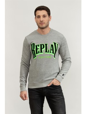 Replay Regular Men's Crew Neck Sweatshirt Grey