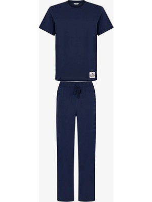 Penti Men's Navy Midnight Forest Pants Short Sleeve Pajama Set