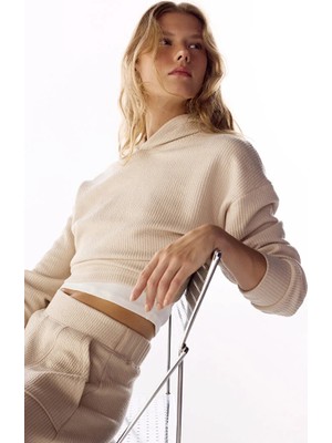 Penti Pastel Beige Ribbed Long Sleeve Sweatshirt