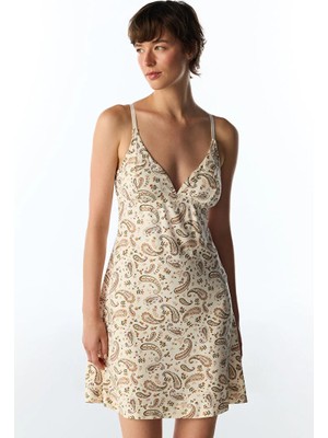 Penti Ecru Margot Paisley Pattern Nightgown