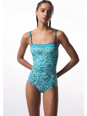 Penti Floral Tropic Leaf Strapless Swimsuit