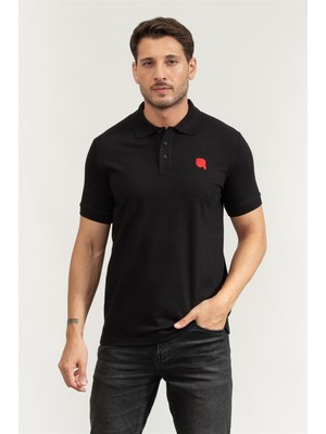 Karl Lagerfeld Men's Polo Collar T-Shirt Black