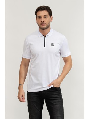 Ea7 Men's Polo Collar T-Shirt White