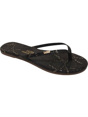 Tkees Women's Black Snake Metal Logo Classic Slippers Multicolor