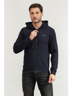 Ea7 Men's Hooded Sweatshirt Blue