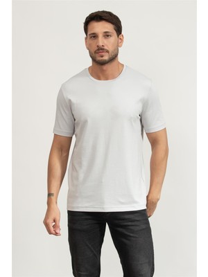 Boss Tee Logo Future Men's Crew Neck T-Shirt Light Grey