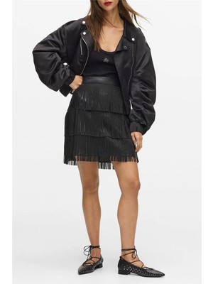 Karl Lagerfeld Fringe Mini Women's Skirt Black
