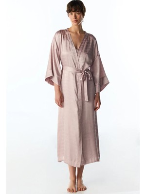 Penti Pastel Pink Dreamy Satin Slogan Print 3/4 Sleeve Robe