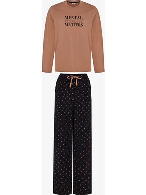 Penti Men's Clear Mind Geometric Print Pants Long Sleeve Pajama Set