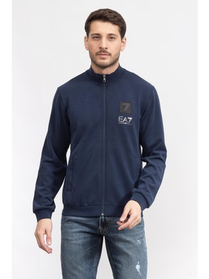 Ea7 Men's Zip-Up Sweatshirt Blue