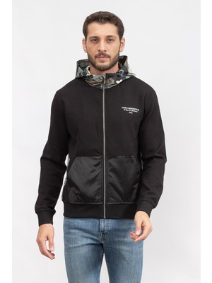 Karl Lagerfeld Men's Zip-Up Sweatshirt Black