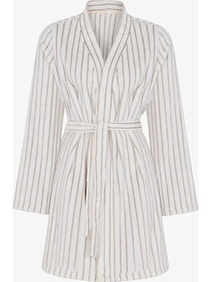 Penti Ecru Not Today Fluffy Slogan Print Long Sleeve Robe