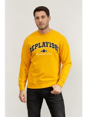 Replay Regular Men's Crew Neck Sweatshirt Yellow