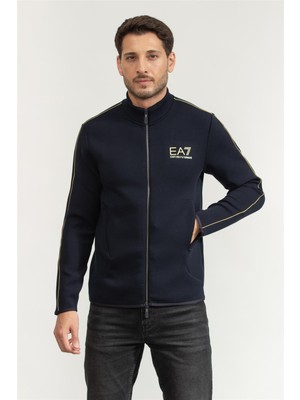 Ea7 Men's Zip-Up Sweatshirt Blue