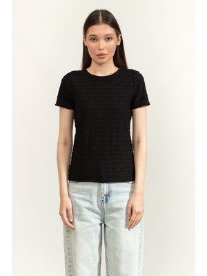 Dkny Logo Jacquard Sl Women's Blouse Black