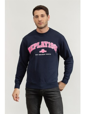 Replay Regular Men's Crew Neck Sweatshirt Blue