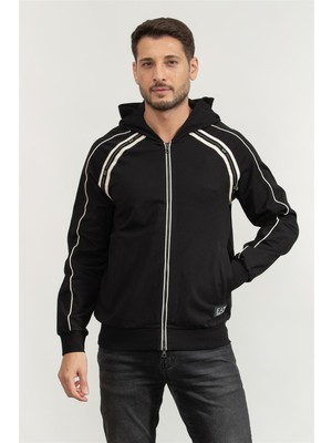 Ea7 Men's Zip-Up Sweatshirt Black