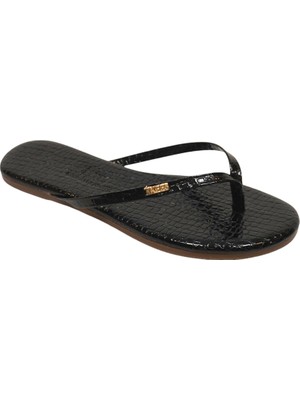 Tkees Women's Crocodile Black Metal Logo Classic Slippers Multicolor