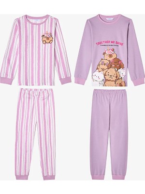 Penti Girls' Capy Community Cotton Long Sleeve 2-Pack Pajama Set