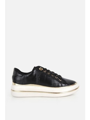 Yaya By Hotiç Kadın Siyah Kroko Desenli Kalın Tabanlı Sneaker