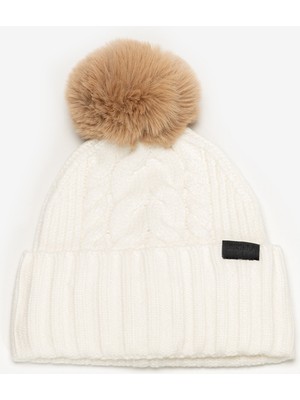 Dkny Cable Ff Pom Ht Women's Hat Ivory