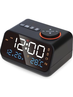 Dekoratif LED Dijital Saat Fm Radyo 2 Alarm Sıcaklık ve Nem Göstergeli Pilli Saat