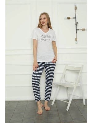 Çamaşır Kenti Kadın Penye Pijama Takım Beyaz