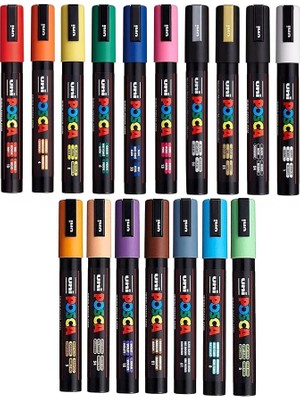Merfi Store Posca Pc-5 M - 17 Set - Su Bazlı Pigment Mürekkep Işaretleyici, Uç 2,5 mm