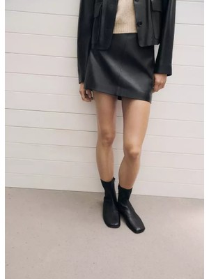 Mango Flat Leather Ankle Boots